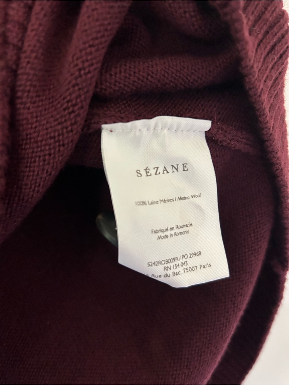 Sezane Women's Burgundy Button-Shoulder Sweater Dress - Picture 3 of 4